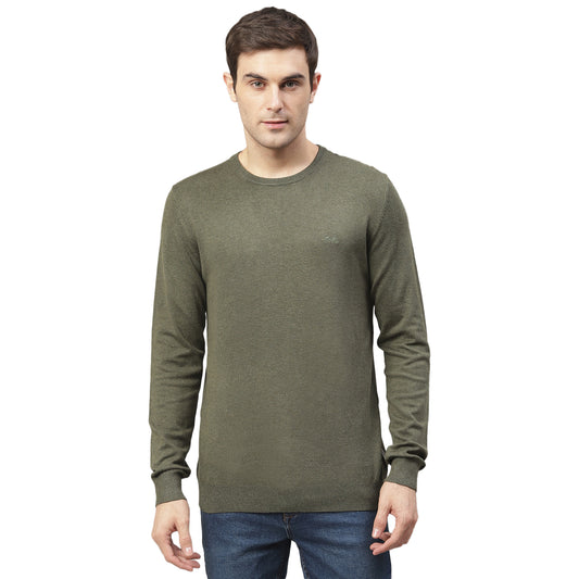 Lindbergh Men Green Solid Round Neck Sweater