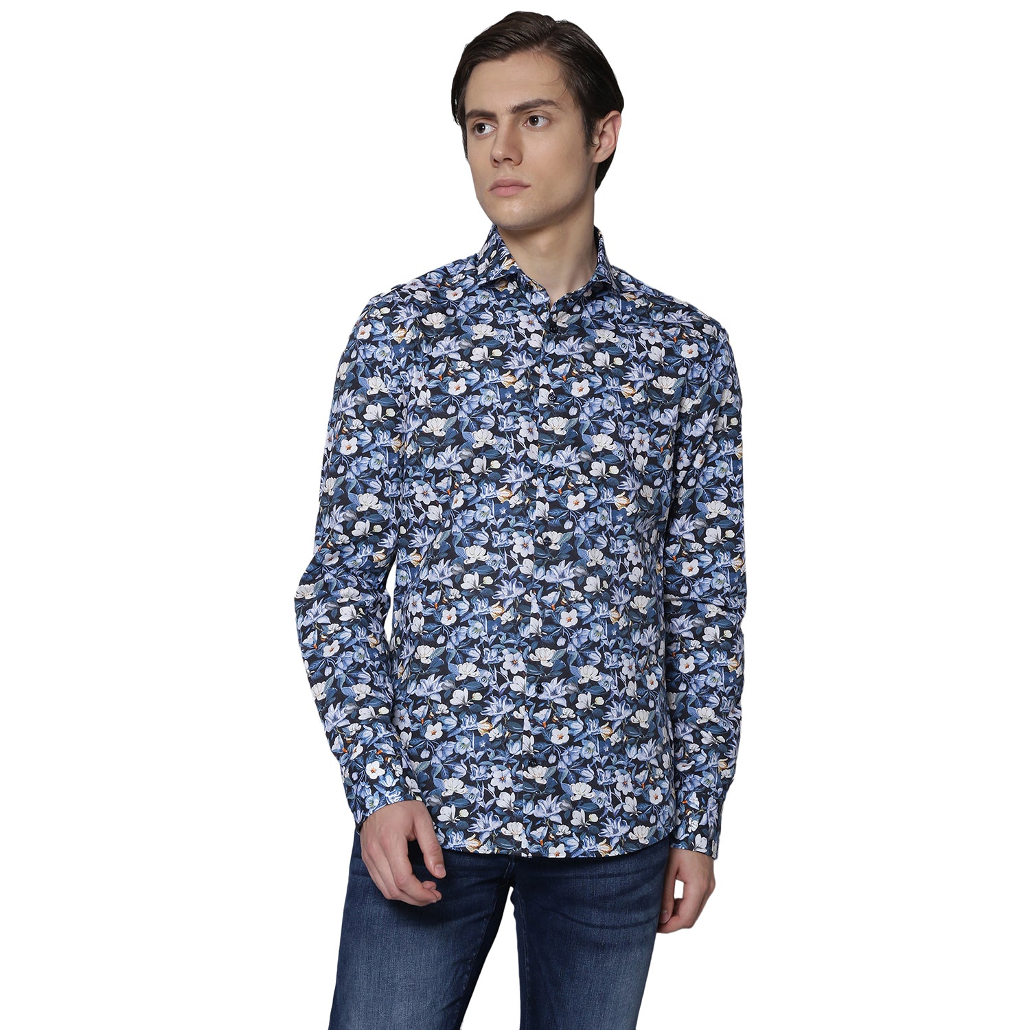Bruun & Stengade Men Blue Printed Collar Shirt