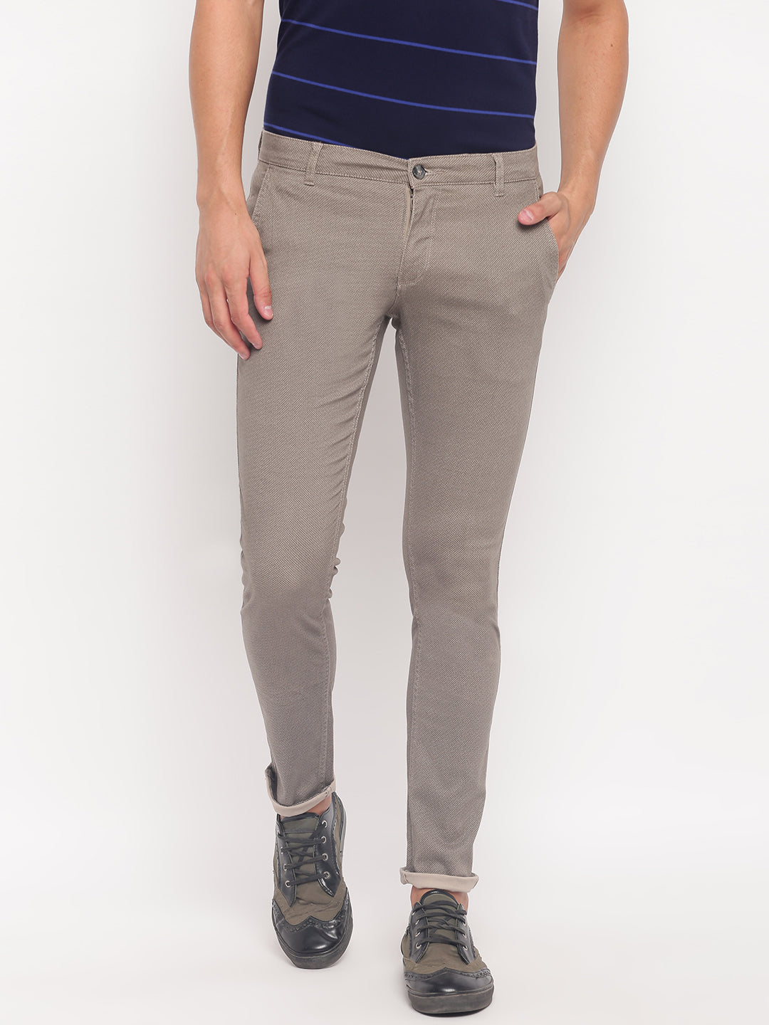 Lindbergh Men Beige Solid Regular Fit Trouser