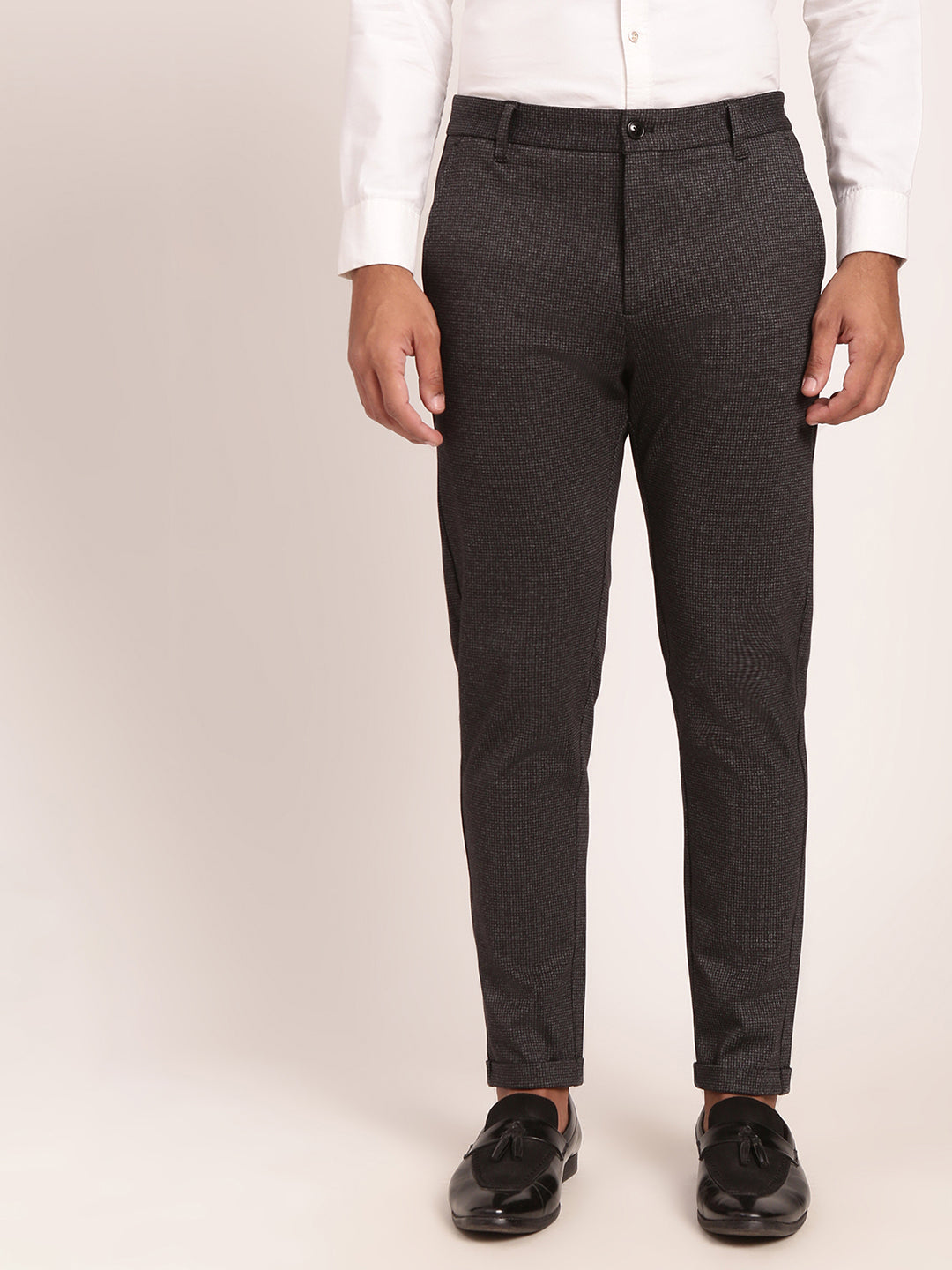 Lindbergh Men Black Solid Slim Fit Trouser