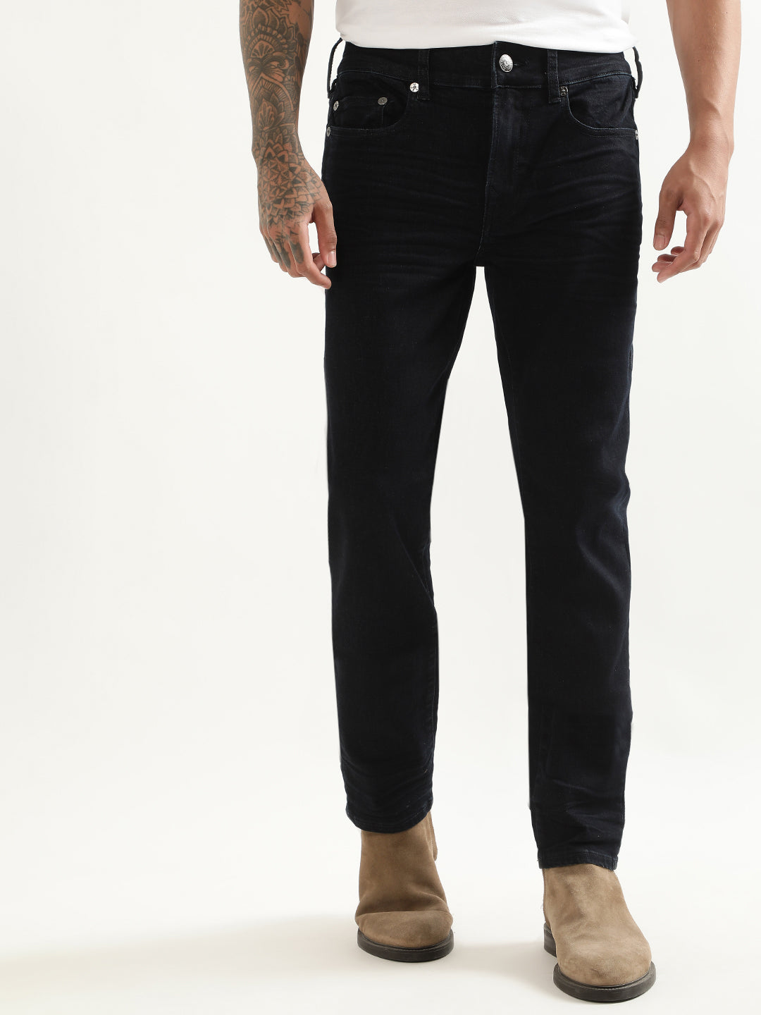 True Religion Metal Horseshoe Skinny Dark Blue Mid Rise Jeans