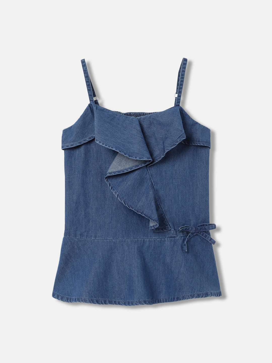 Elle Kids Girls Blue Solid Shoulder Straps Sleeveless Top