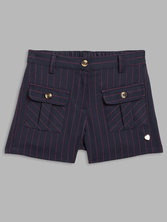 Blue Giraffe Girls Blue Regular Fit Shorts