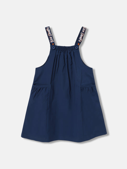 Blue Giraffe Girls Blue Solid Shoulder Straps Sleeveless Dress