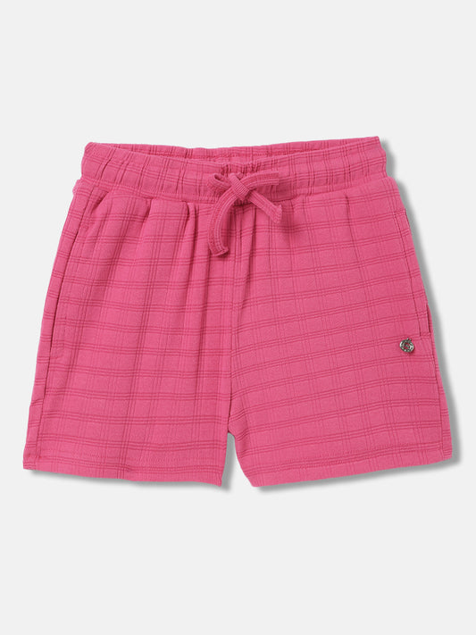 Elle Kids Girls Pink Solid Relaxed Fit Shorts