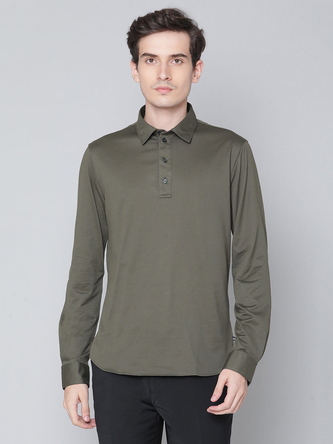 Matinique Men Olive Solid Collar Shirt