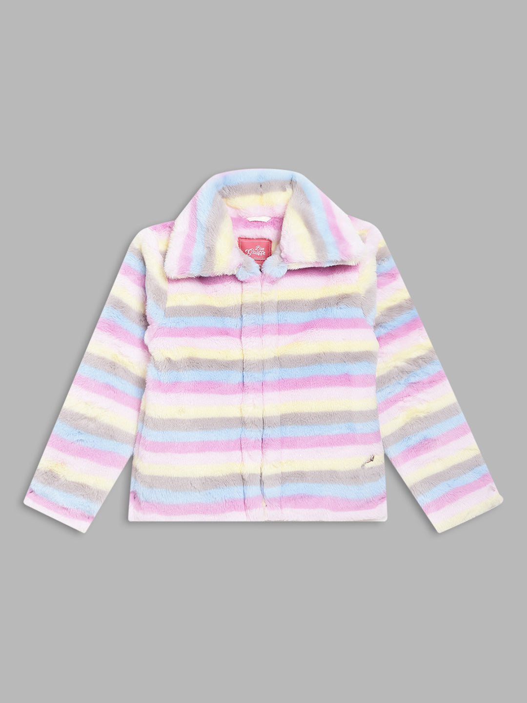 Blue Giraffe Girls Multi Striped Collar Jacket
