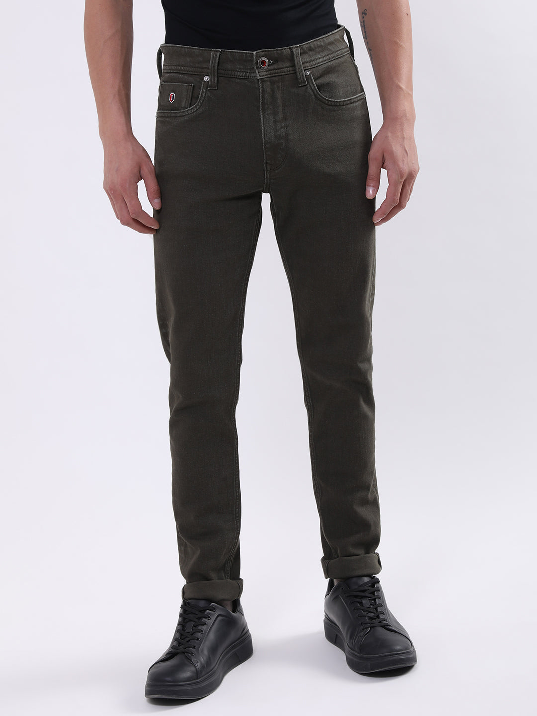 Iconic Men Green Tapered Fit Jeans