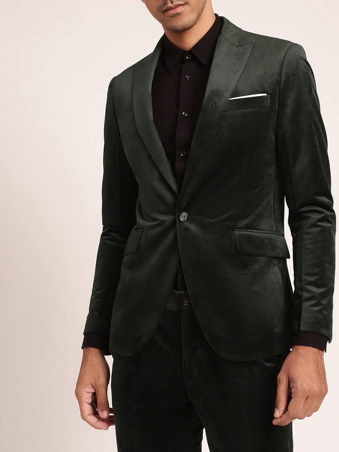 Lindbergh Men Green Solid Collar Blazer