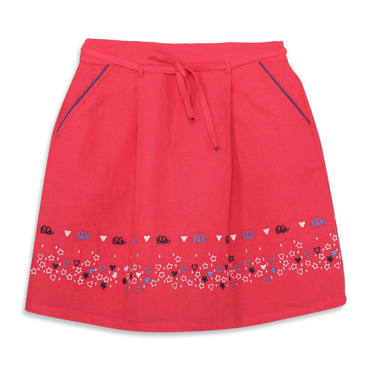 Elle Kids Girls Multi Embroidered Regular Fit Skirt