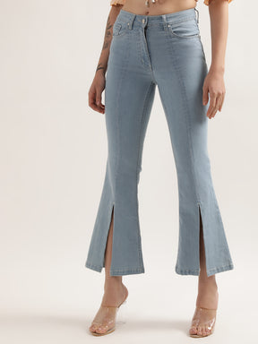 Elle Women Blue Solid Regular Fit Jeans