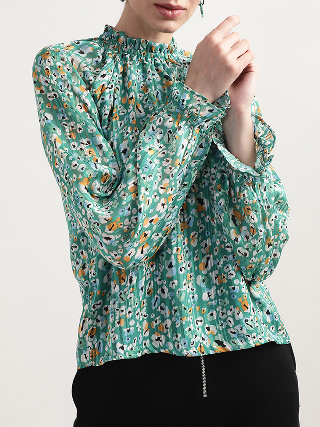 Centre Stage Women Green Printed Top