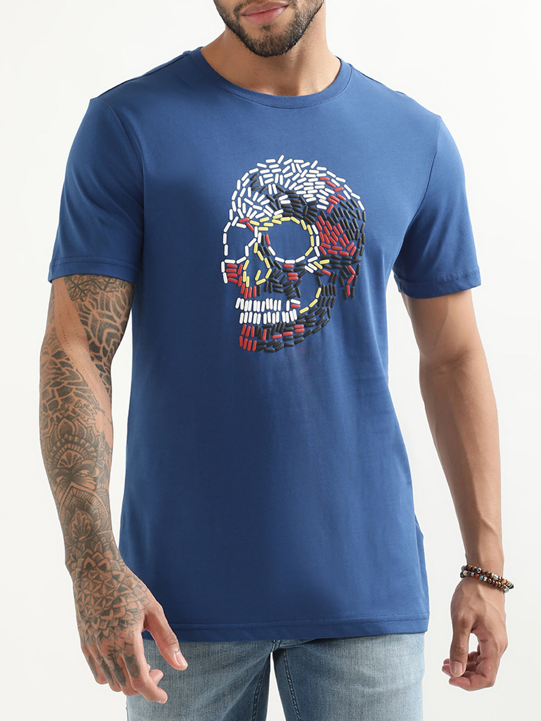Antony Morato Blue Printed Slim Fit T-Shirt