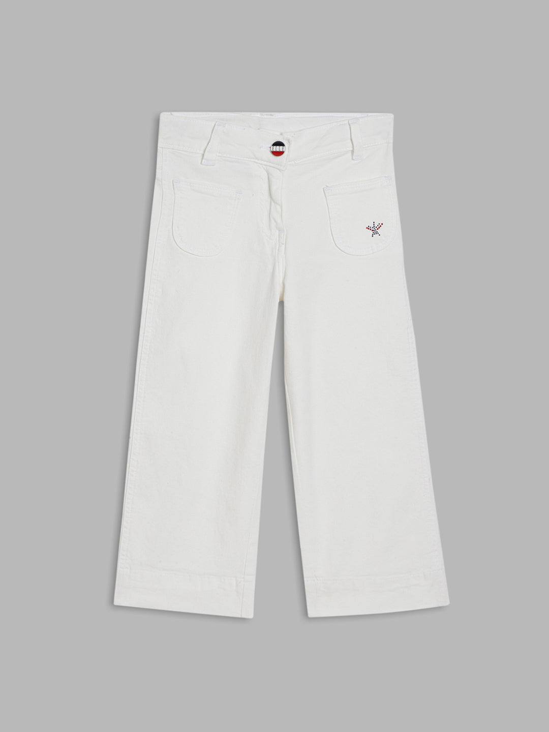 Elle Kids Girls White Solid Relaxed Fit Jeans