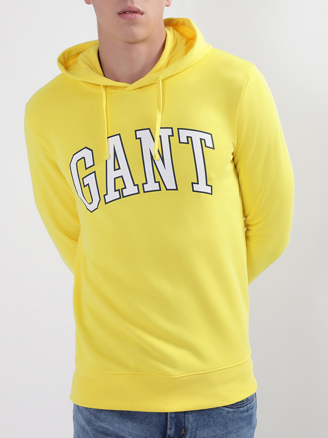 Gant Men Yellow Solid Hooded Sweatshirt