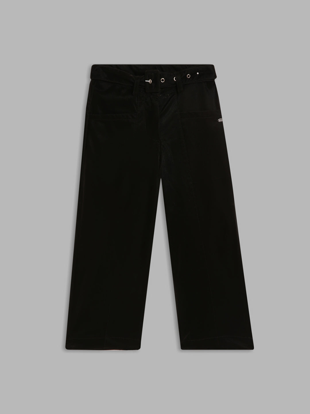 Elle Kids Girls Black Solid Wide Leg Trouser