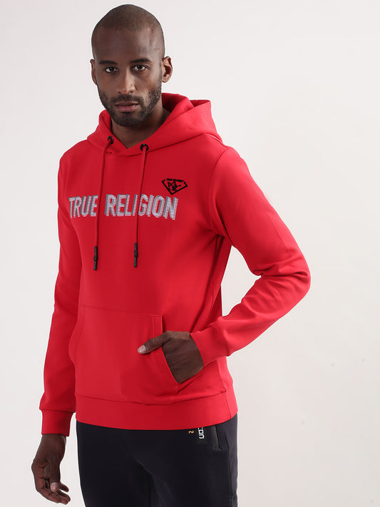 True Religion Men Red Solid Round Neck Sweatshirt