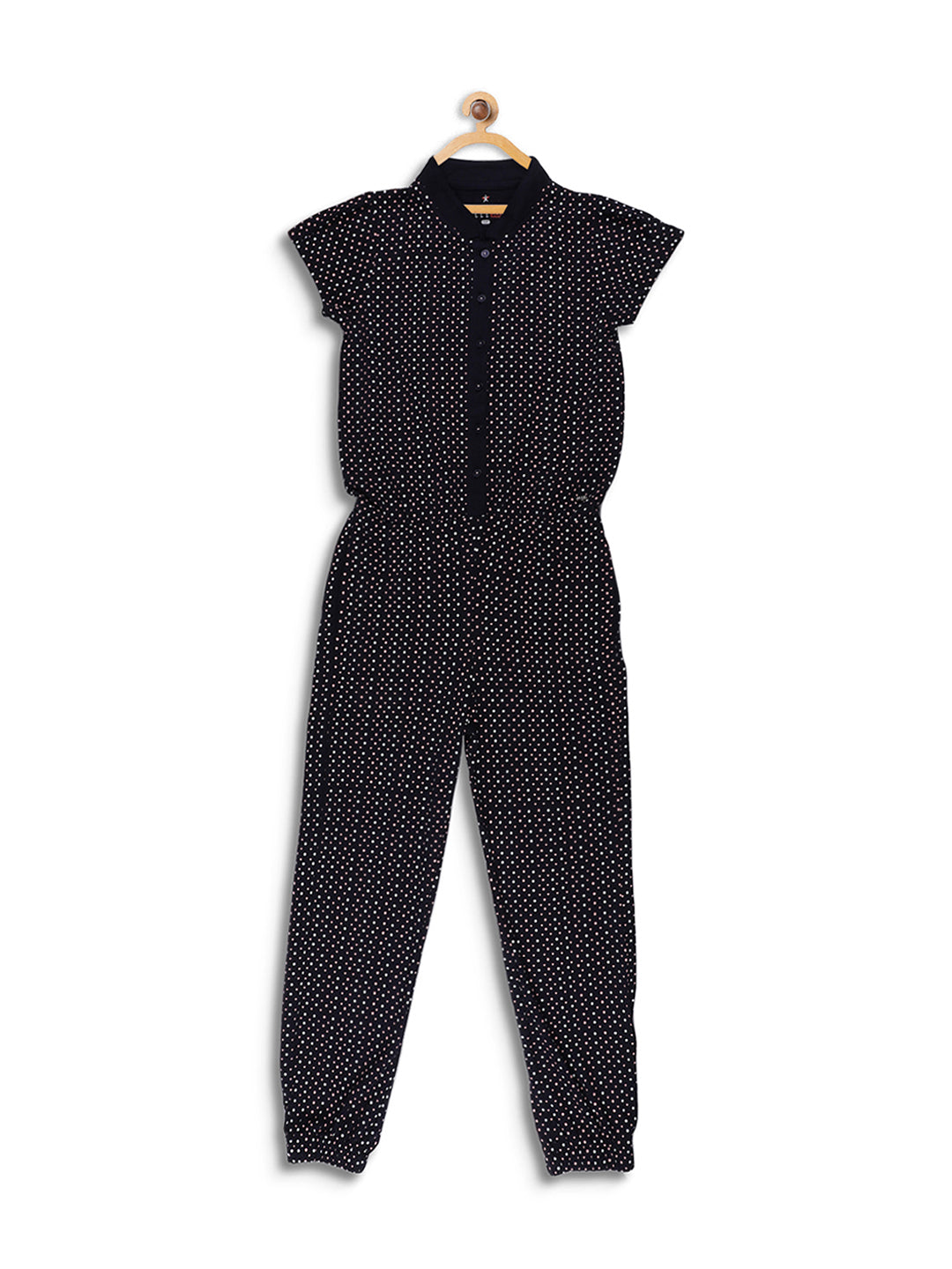 Elle Kids Girls Navy Printed Round Neck Jumpsuit