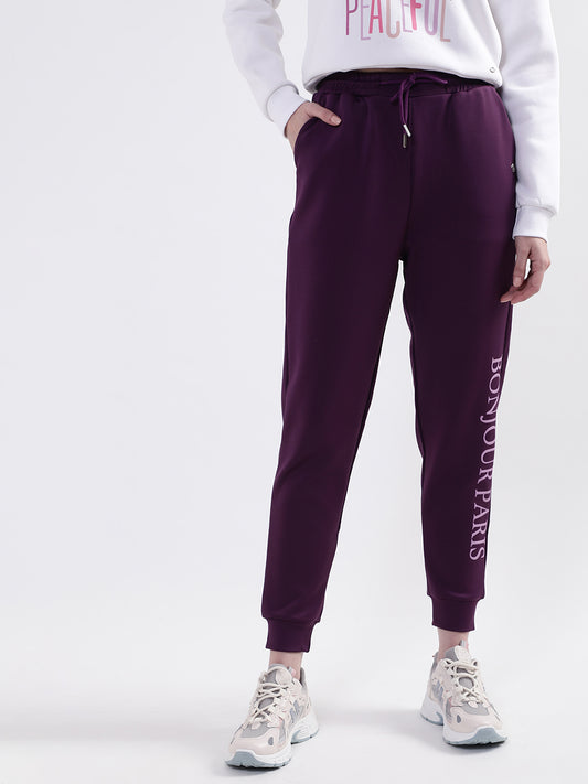 Elle Women Purple Solid Regular Fit Sweatpant