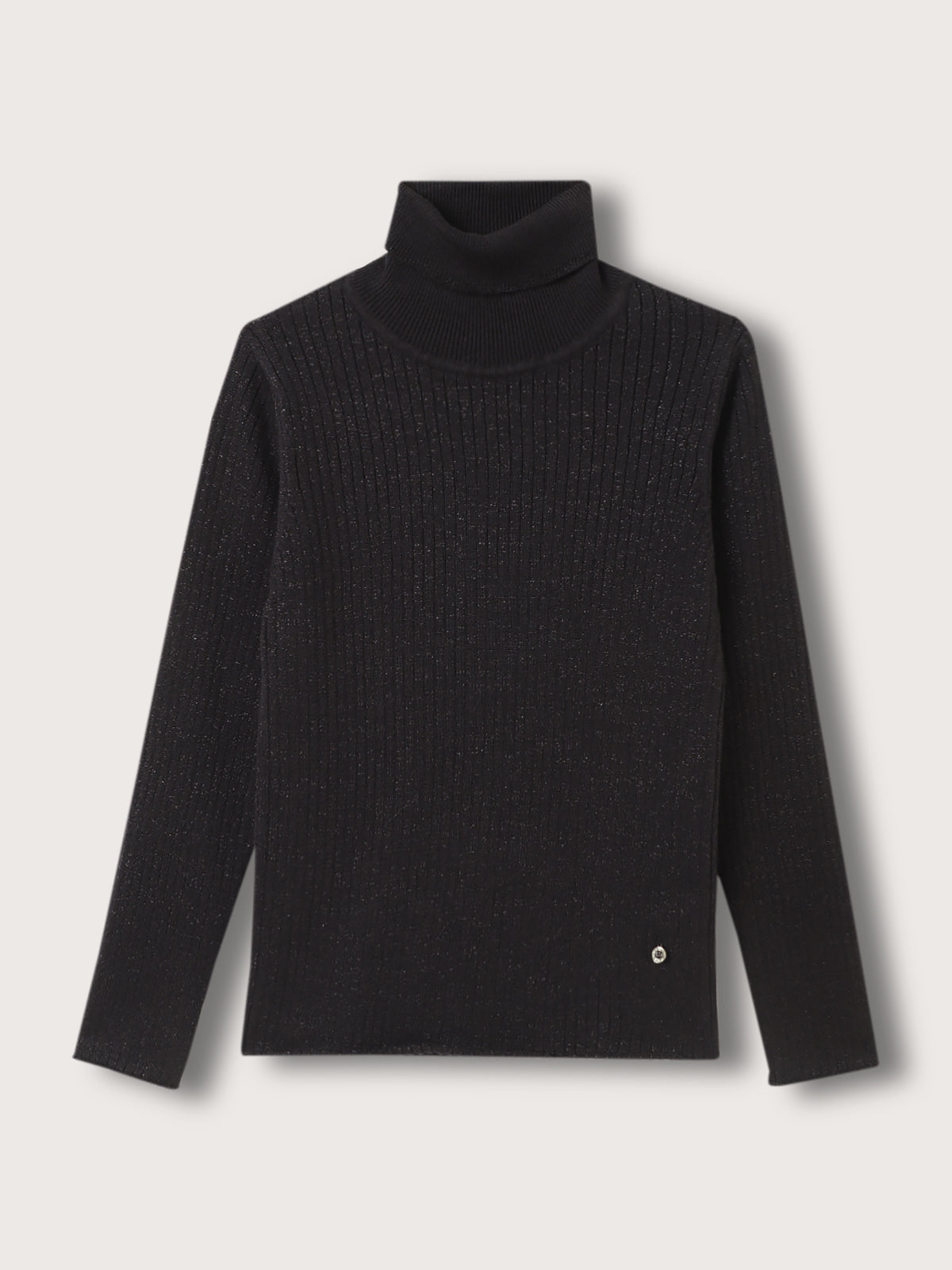Elle Kids Girls Black Solid Turtle Neck Sweater