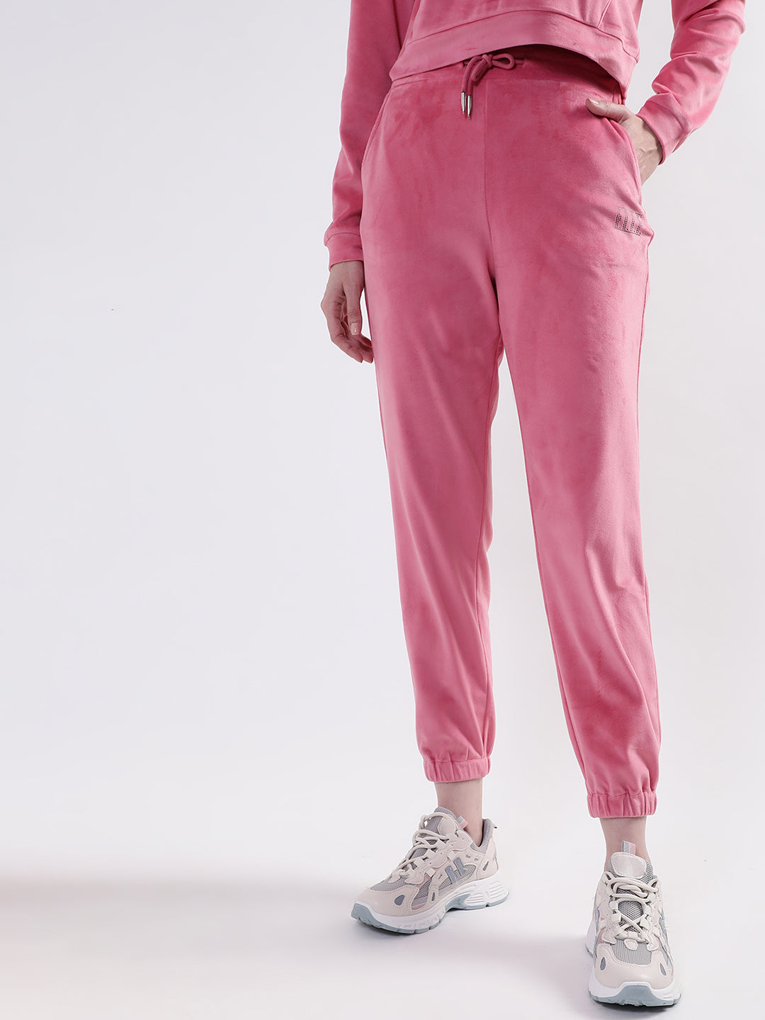 Elle Women Pink Solid Regular Fit Sweatpant