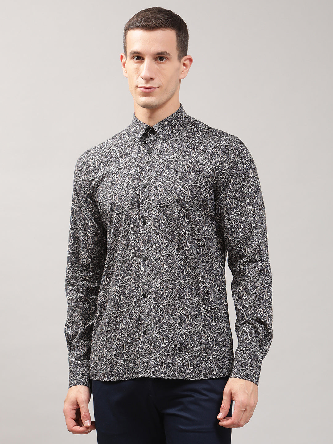 Antony Morato Men Grey Classic Floral Printed Formal Shirt