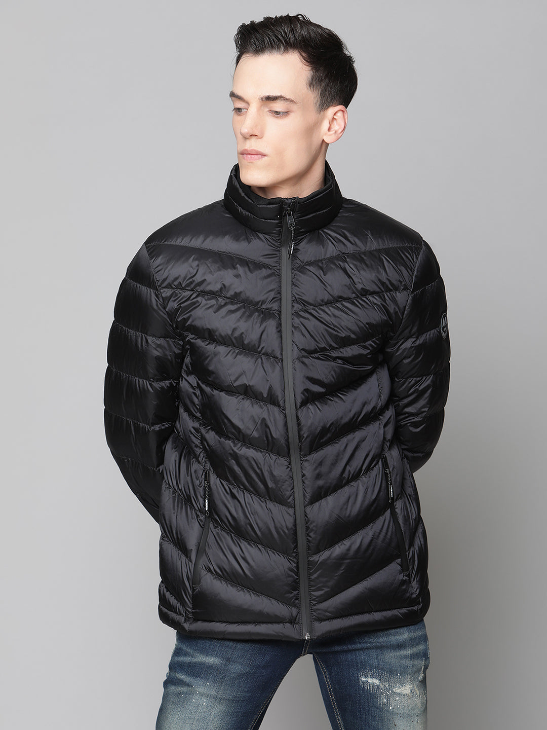Lindbergh Men Black Solid Collar Jacket