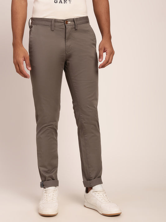 Gant Men Grey Tailored Slim Fit Trousers