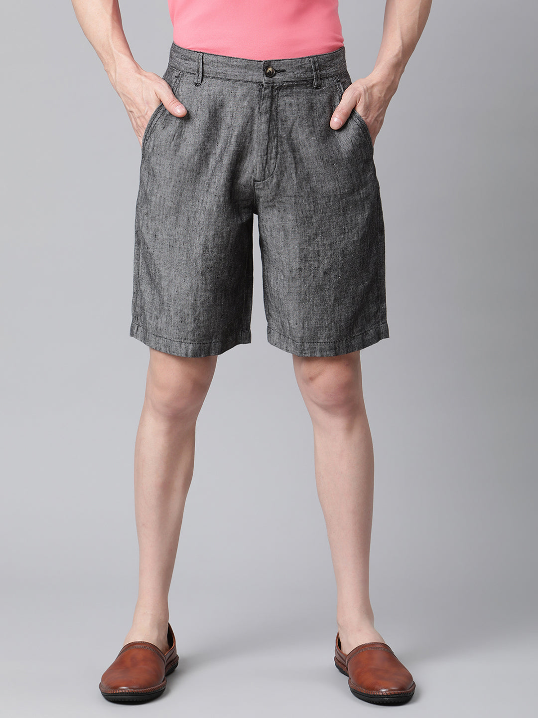 Harsam Men Charcoal Solid Shorts