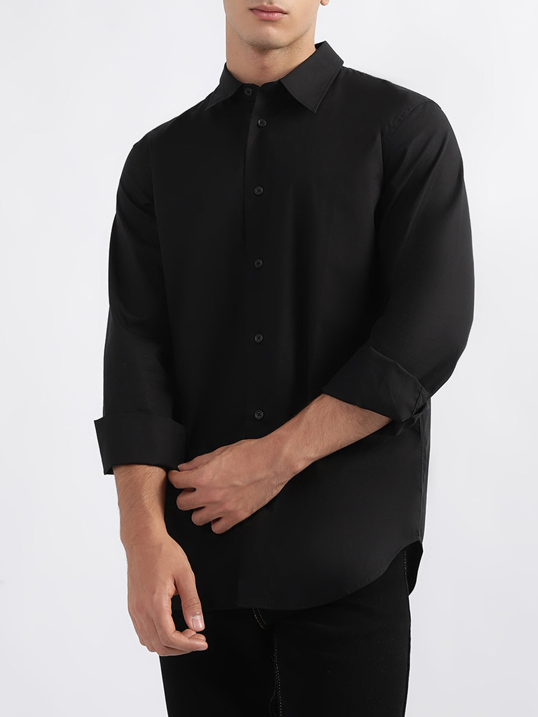 Just Cavalli Men Black Printed Collar Shirt