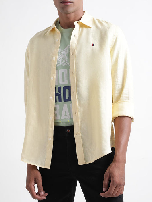 Iconic Men Yellow Shirt Collar Shirt