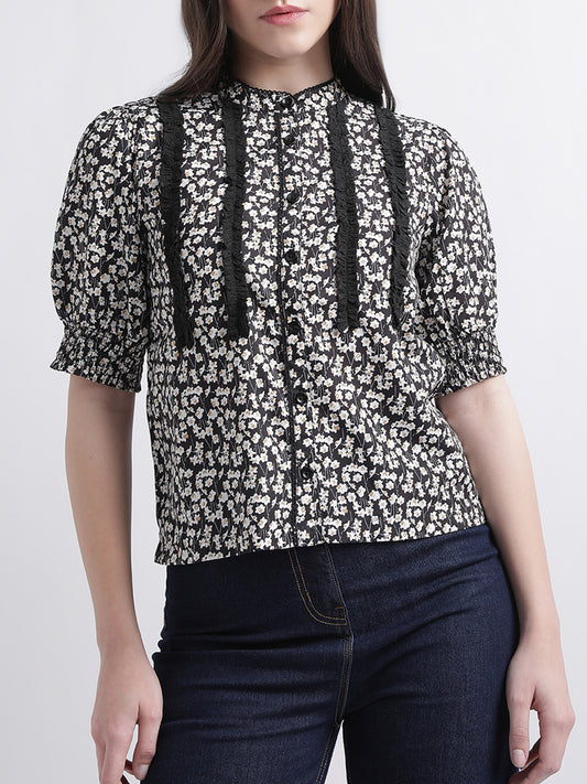 Centre Stage Women Multi Band Collar Printed Top