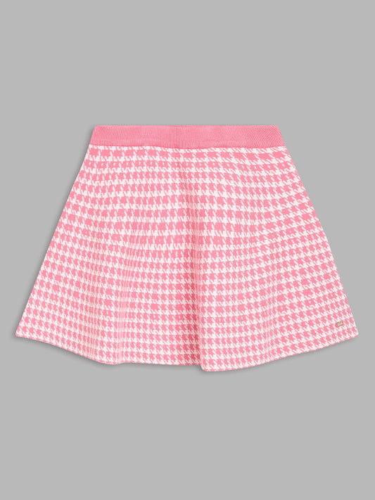 Elle Kids Girls Pink Self-Design Regular Fit Skirt