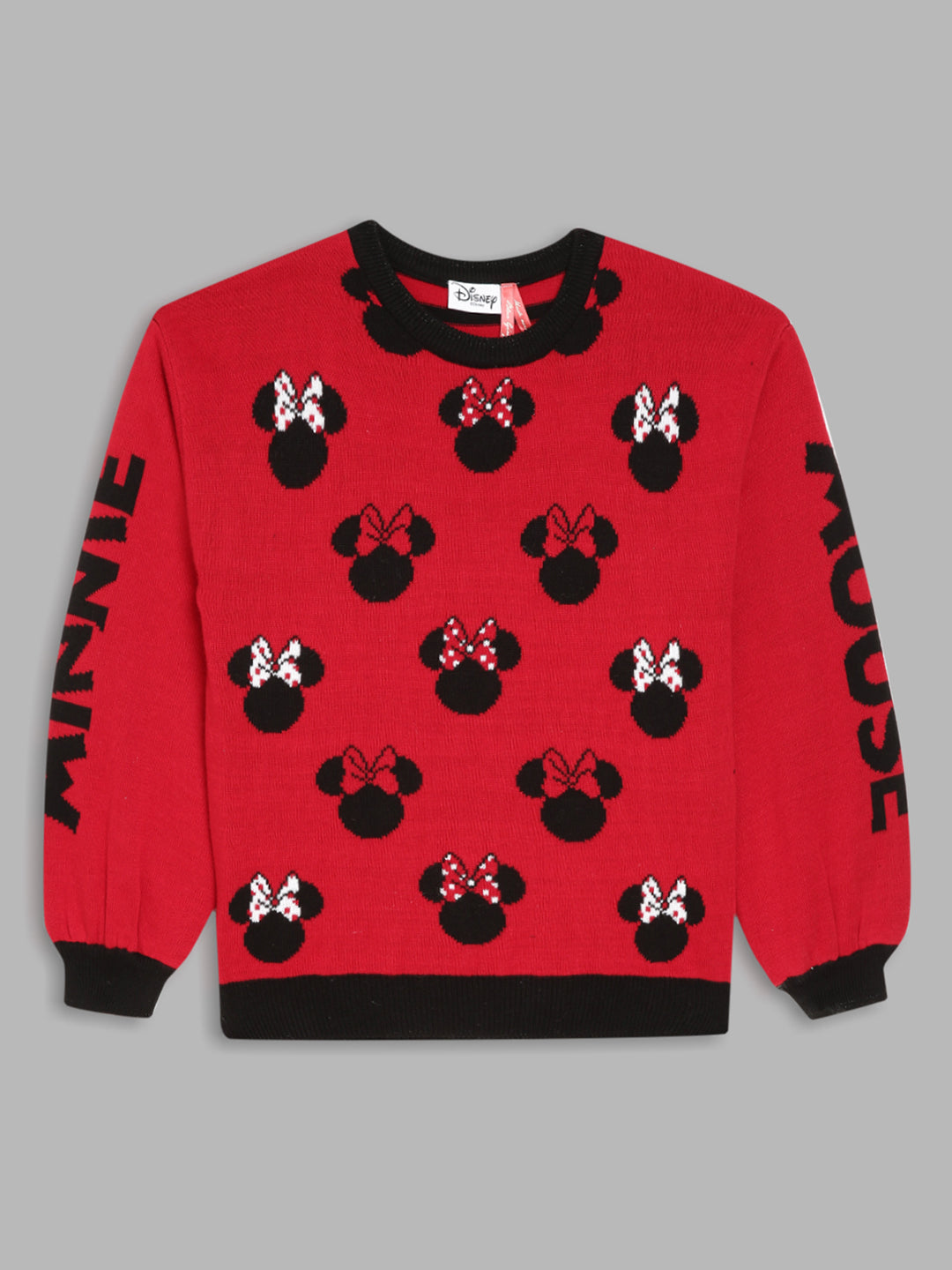 Blue Giraffe Girls Red Checked Round Neck Sweater