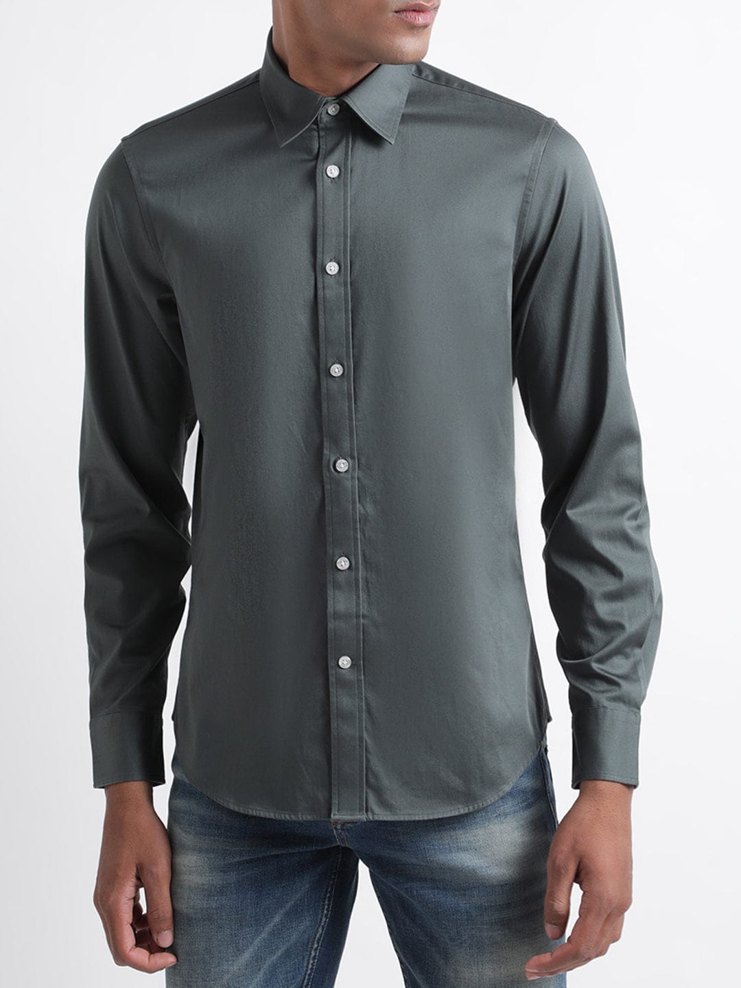 Iconic Men Green Shirt Collar Shirt