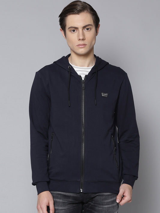 Antony Morato Men Blue Solid Hooded Sweatshirt