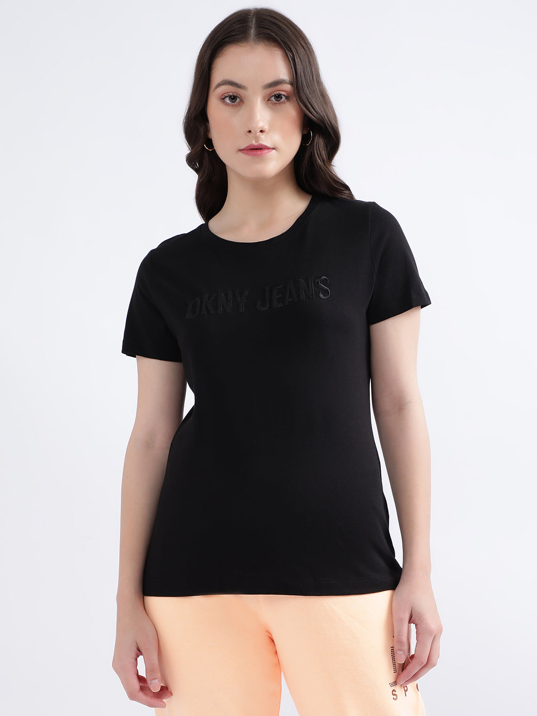 Dkny Black Fashion Logo Regular Fit T-Shirt
