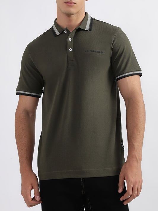 Lindbergh Green Fashion Regular Fit Polo T-Shirt