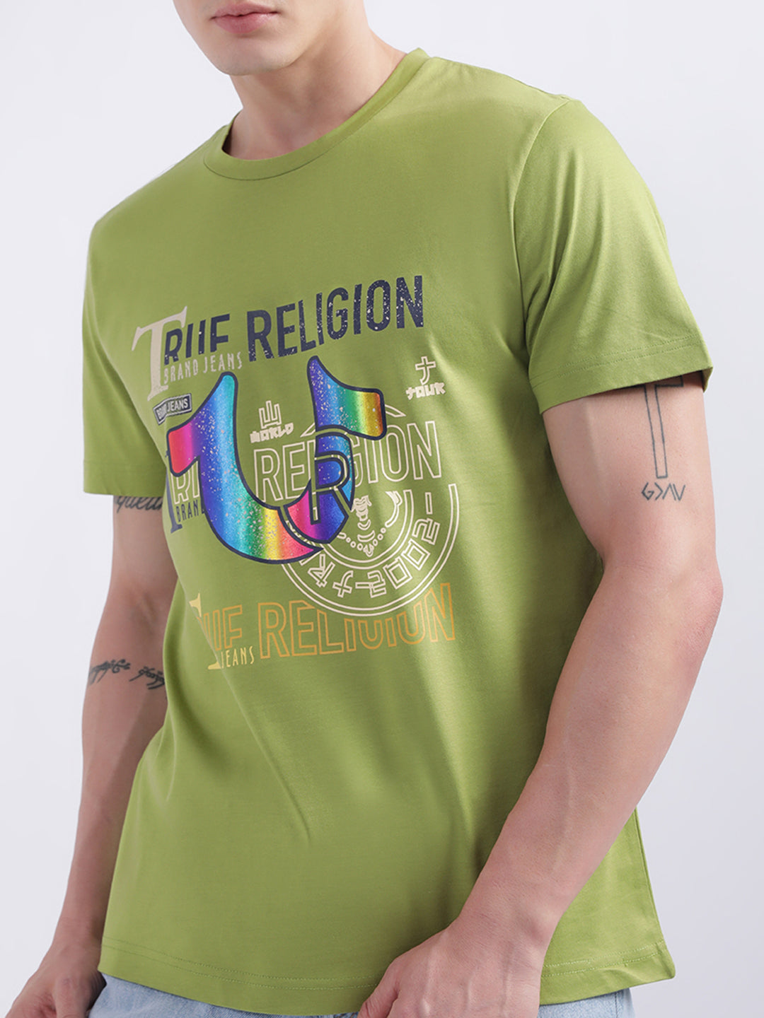 True Religion Green Logo Regular Fit T-Shirt