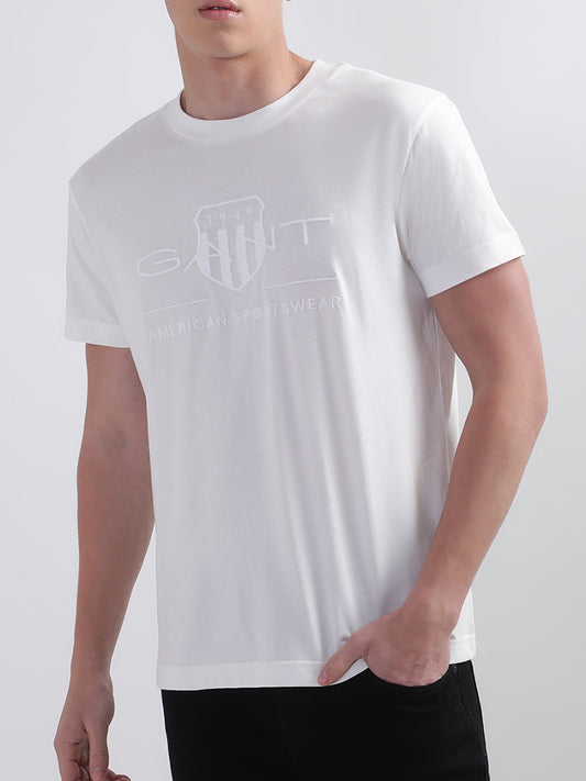 Gant White Tonal Archive Shield Logo Regular Fit T-Shirt