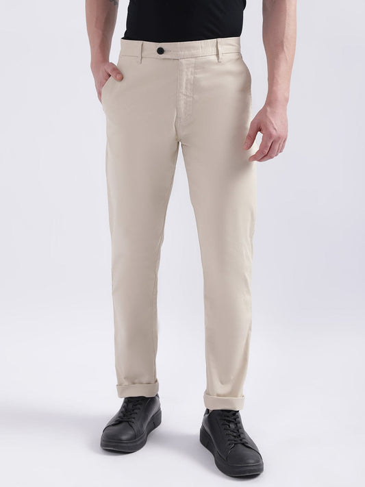 Iconic Men Beige Slim Fit Trouser