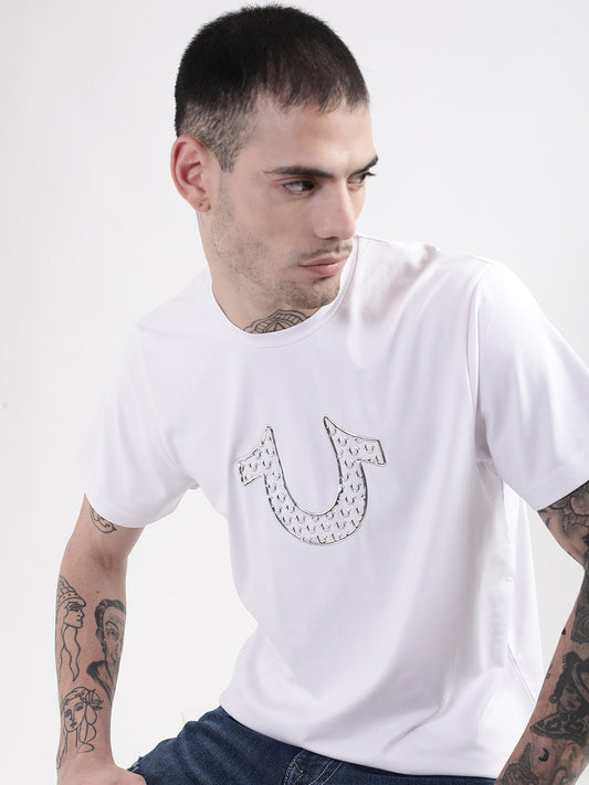 True Religion White HD Logo Regular Fit T-Shirt