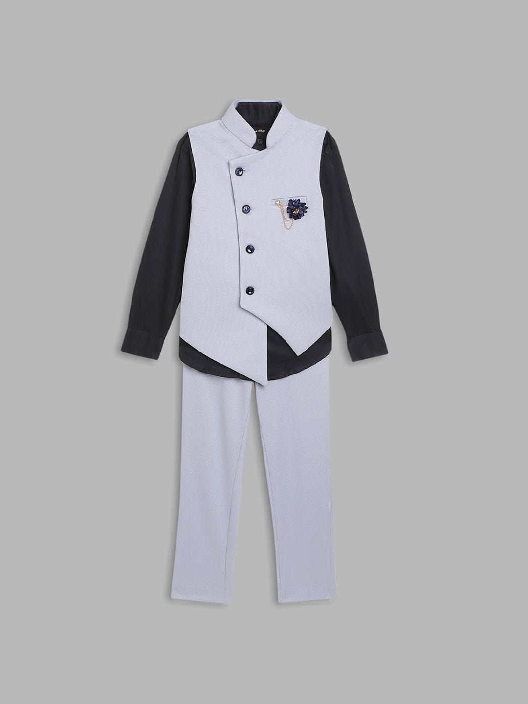Blue Giraffe Boys Mandarin Collar Waist Coat