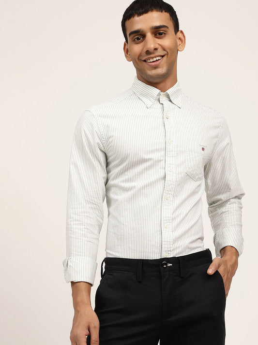 Gant Green Striped Regular Fit Shirt