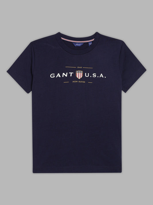 Gant Kids Navy Logo Regular Fit T-Shirt