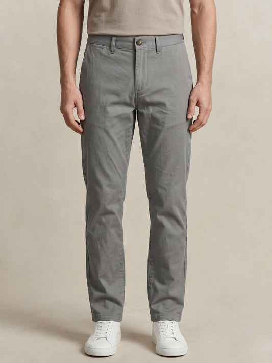 Gant Men Grey Solid Stretchable Regular Fit Trouser