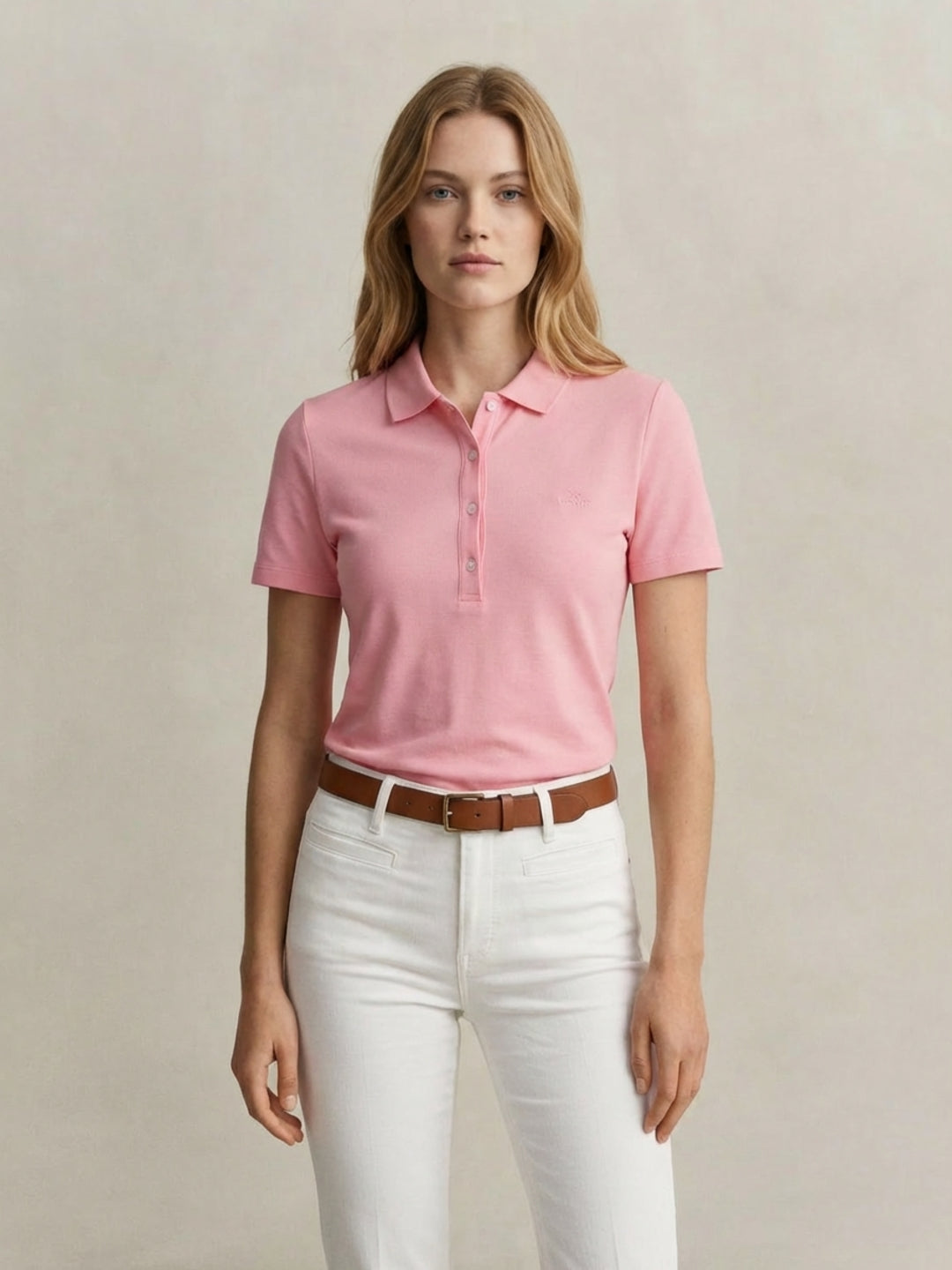 Gant Women Pink Solid Slim Fit Polo T-Shirt