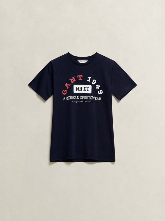 Gant Boys Cotton Navy Blue Graphic T-Shirt