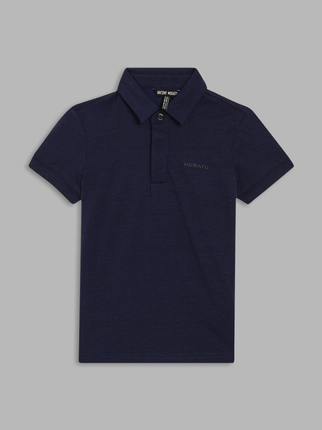Antony Morato Boys Blue Pure Cotton Polo Collar T-shirt