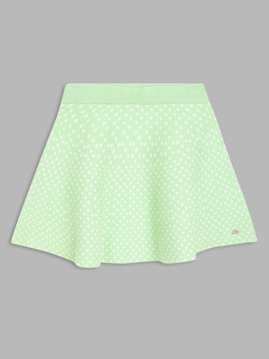 Elle Kids Girls Green Self-Design Regular Fit Skirt